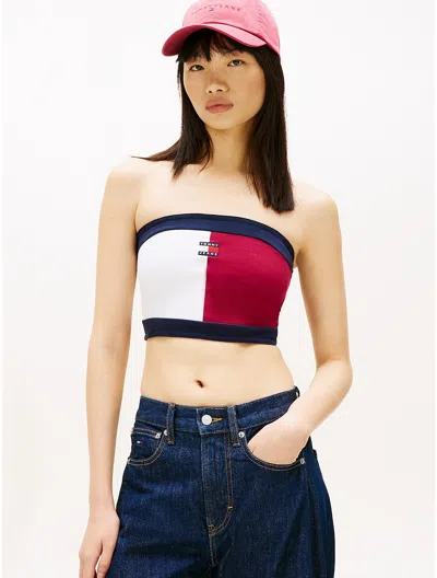 Tommy Hilfiger Tommy Jeans Flag Logo Tube Top In Multi