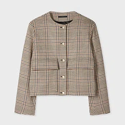 Paul Smith Check-pattern Buttoned Jacket In Neutral