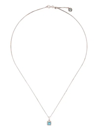 Tateossian Evil Eye Embellished Rhodium-plated Necklace In Metallic