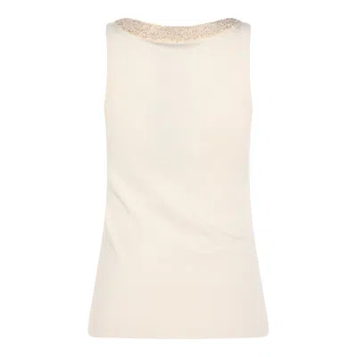 Fabiana Filippi Sleeveless Top Embellished Neckline Detail In White