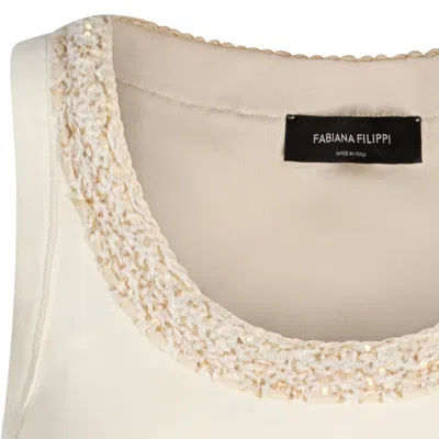 Fabiana Filippi Sleeveless Top Embellished Neckline Detail In White