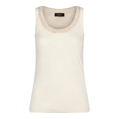 Fabiana Filippi Sleeveless Top Embellished Neckline Detail In White