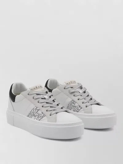 Hogan Crosswind Nappa Leather And Suede Sneakers With Glitter H Detail Shoes In White