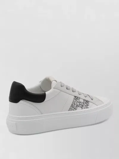 Hogan Crosswind Nappa Leather And Suede Sneakers With Glitter H Detail Shoes In White