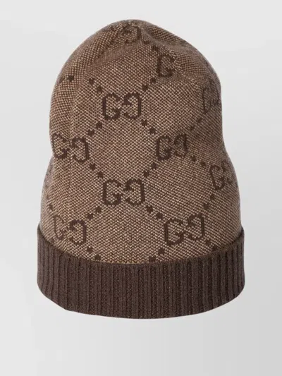 Gucci Nuancie Hat Knit Texture Ribbed Hem In Brown