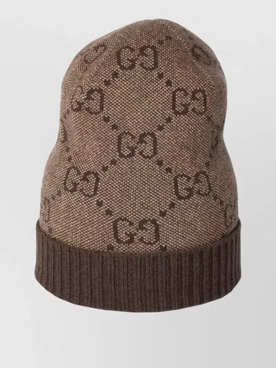 Gucci Nuancie Hat Knit Texture Ribbed Hem In Brown