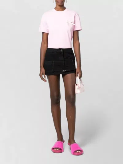 Jacquemus Short Sleeve Crew Neck Top Bow Detail In White