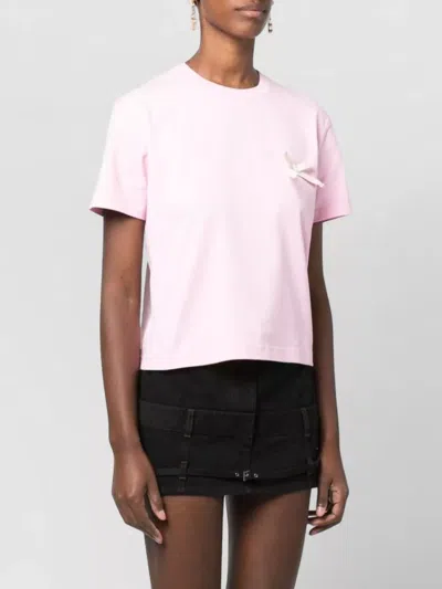 Jacquemus Short Sleeve Crew Neck Top Bow Detail In White