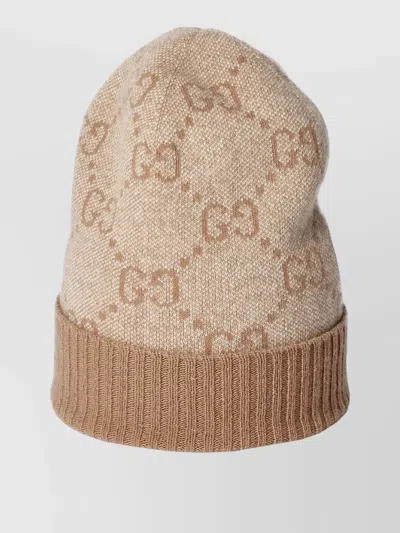 Gucci Nuancie Hat Ribbed Trim Turn Up Brim In Brown