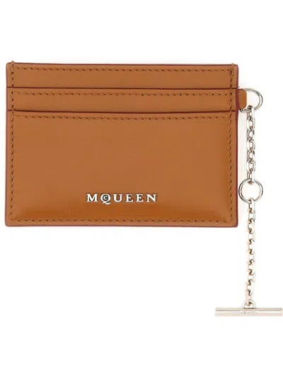 Alexander Mcqueen Women Sling Card Holder In Brown