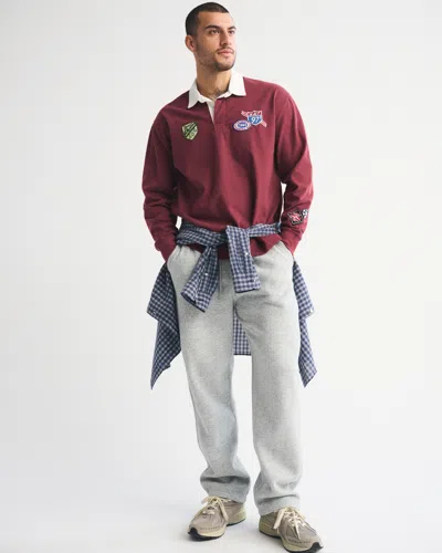 Abercrombie & Fitch Long-sleeve Rugby Polo In Red