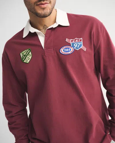 Abercrombie & Fitch Long-sleeve Rugby Polo In Red