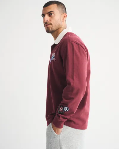 Abercrombie & Fitch Long-sleeve Rugby Polo In Red