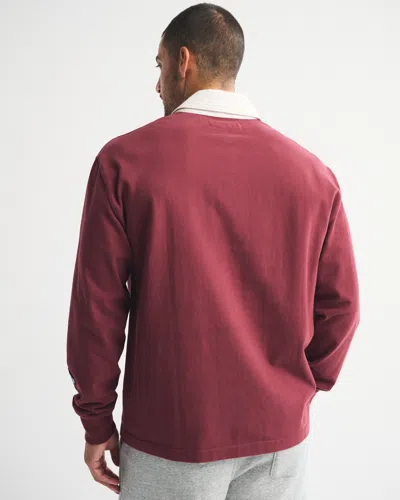 Abercrombie & Fitch Long-sleeve Rugby Polo In Red