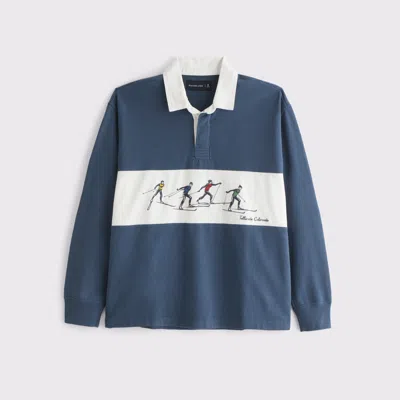 Abercrombie & Fitch Long-sleeve Rugby Polo In Blue