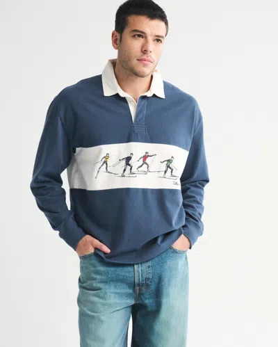 Abercrombie & Fitch Long-sleeve Rugby Polo In Blue