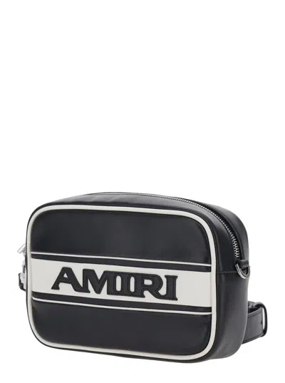 Amiri Striped Logo Shoulder Bag In Black