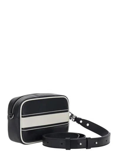 Amiri Striped Logo Shoulder Bag In Black