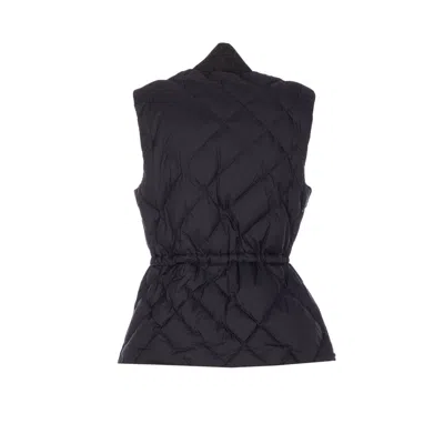 Burberry Women Devonside Quilted Vest With Check In Black