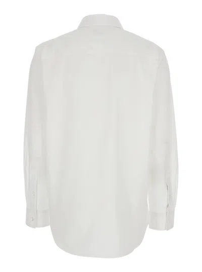 Burberry Poplin Shirt With Ekd Embroidery In White