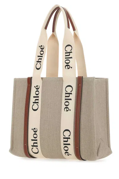 Chloé Chloe Women Multicolor Canvas Medium Woody Shopping Bag In Neutral