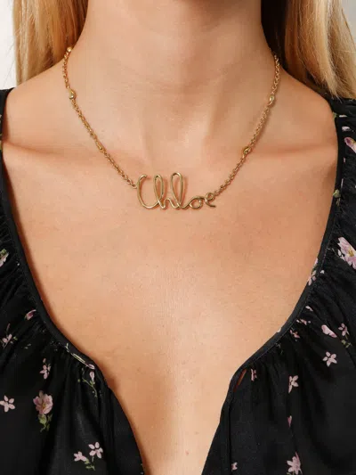 Chloé Logo-lettering Pendant Necklace In Gold