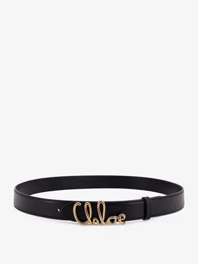 Chloé Logo Icon Leather Belt In Black