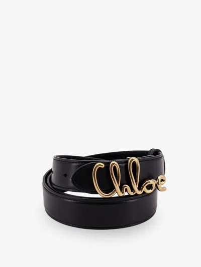 Chloé Logo Icon Leather Belt In Black