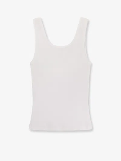 Chloé Logo Ribbed Cotton Jersey Tank Top In White