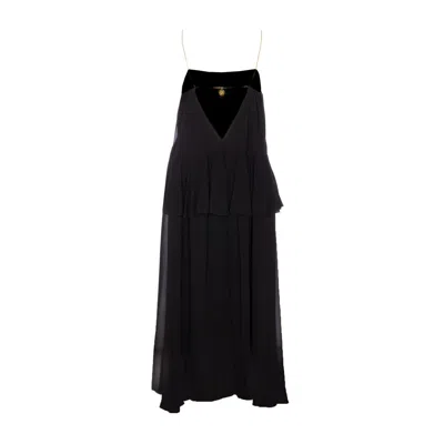 Chloé Open-back Embellished Tiered Silk-georgette Maxi Dress In Black