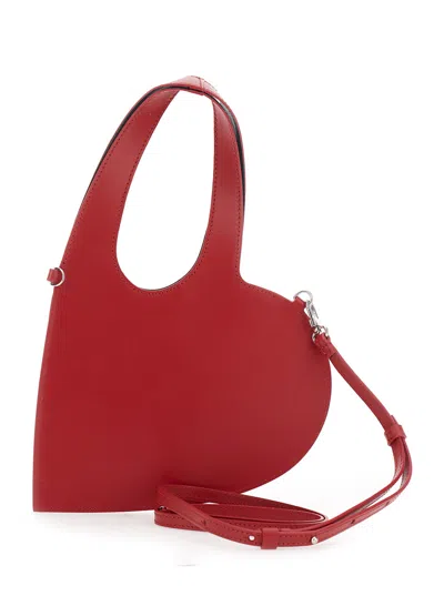 Coperni Baby Heart Red Heart Shaped Crossbody Bag With Adjustable And Removable Shoulder Strap In Leather Wo In Red