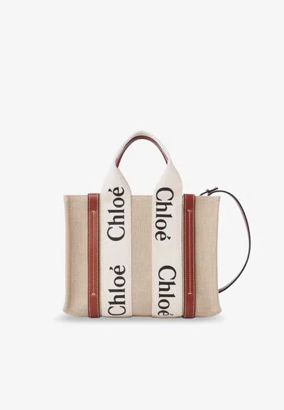 Chloé Chloe Women Multicolor Fabric Small Woody Shopping Bag In Neutral