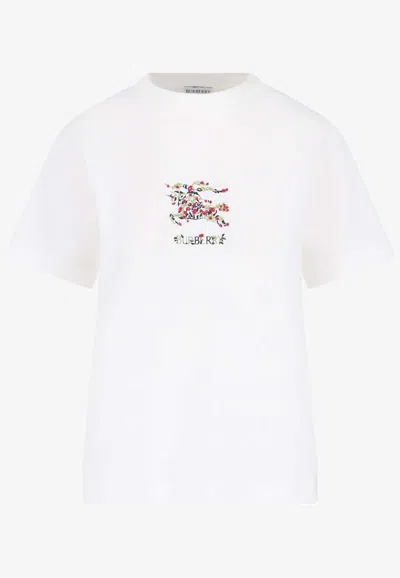 Burberry Floral Equestrian Knight T-shirt In White