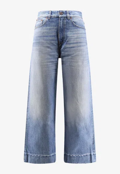 Chloé Women Dream Blue Denim High-rise Cropped Jeans In Blue