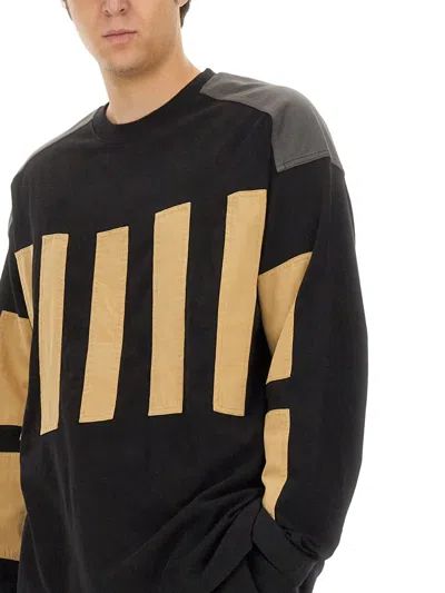 Dries Van Noten Color Block Crew Neck Sweatshirt In Black