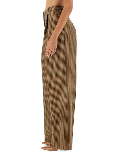 Dries Van Noten Check Pattern Wool Pants With Regular Fit In Brown