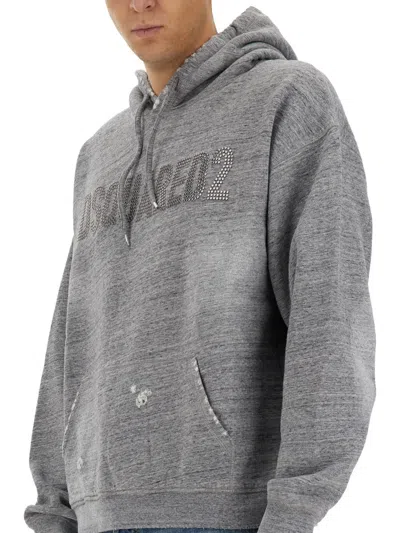 Dsquared2 Grey Cotton Sweatshirt In Gray