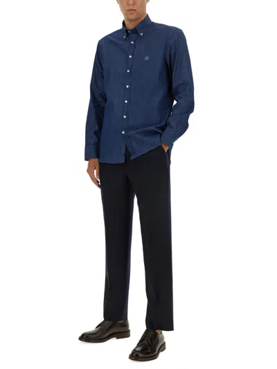 Etro Button-down Collar Cotton Shirt In Blue