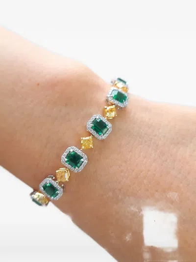 Hyt Jewelry Emerald And Diamond Tennis Bracelet In Green