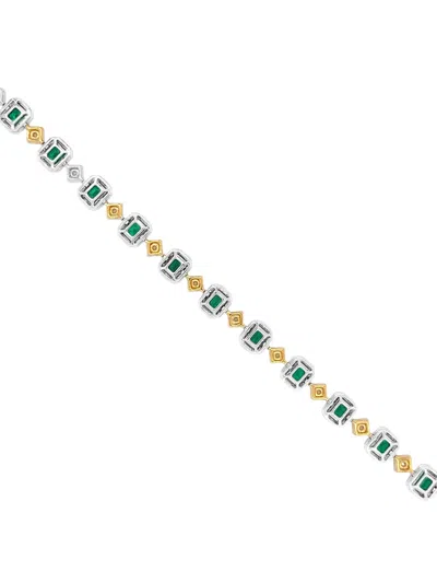 Hyt Jewelry Emerald And Diamond Tennis Bracelet In Green