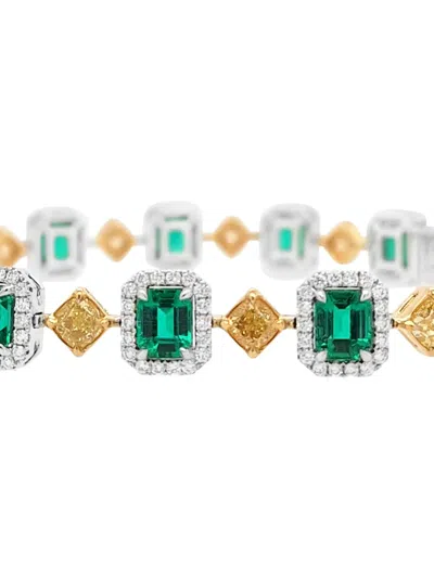 Hyt Jewelry Emerald And Diamond Tennis Bracelet In Green