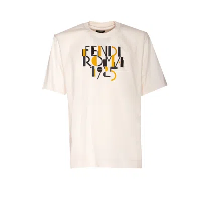 Fendi Roma 1925 Print Cotton T-shirt Clothing In White