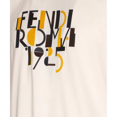 Fendi Roma 1925 Print Cotton T-shirt Clothing In White
