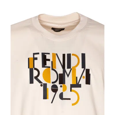 Fendi Roma 1925 Print Cotton T-shirt Clothing In White