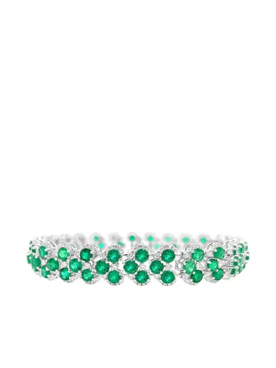 Hyt Jewelry Emerald And Diamond Bracelet In Silver