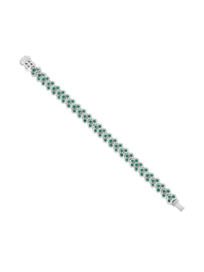 Hyt Jewelry Emerald And Diamond Bracelet In Silver