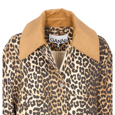 Ganni Women Printed Midi Jacket In Brown