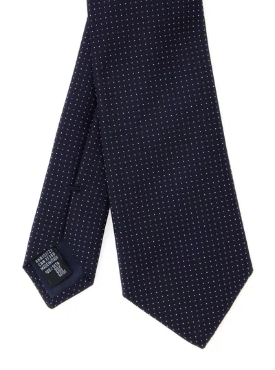 Giorgio Armani Men Bluetie With All-over Polka Dots In Silk Man In Blue