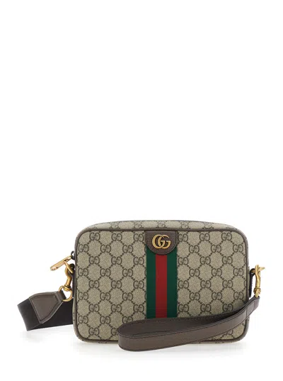 Gucci Men Gg Supreme Fabric And Leather Small Ophidia Gg Crossbody Bag In Multi