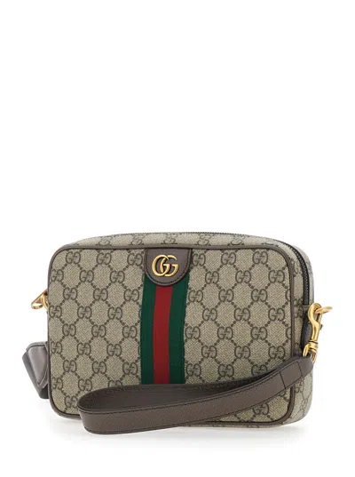 Gucci Men Gg Supreme Fabric And Leather Small Ophidia Gg Crossbody Bag In Multi